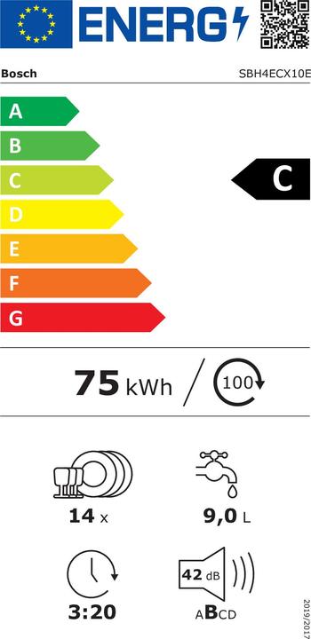 Etichetta energetica Bosch Hausgeräte SBH4ECX10E
