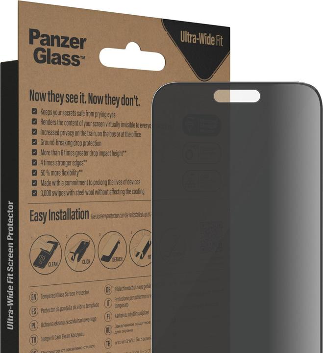 Produktbild PanzerGlass Ultra Wide Fit Privacy (1 Stück, Apple iPhone 14 Pro Max)