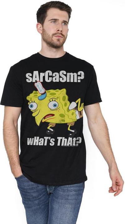 Actual product image Spongebob Squarepants Mens Sarcasm Meme T-Shirt (XL)