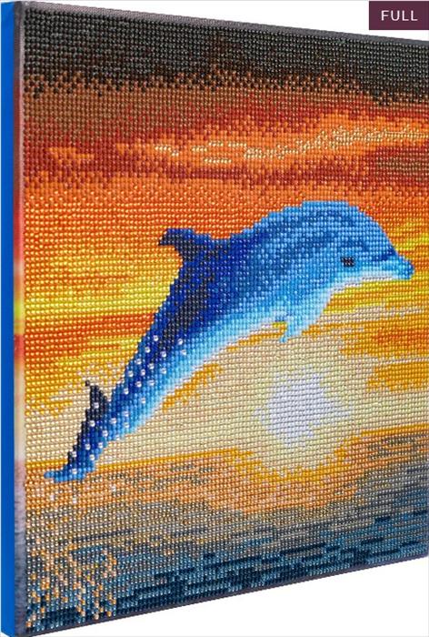 Produktbild Craft Buddy Delphin Sonnenaufgang, Bild 30x30cm Crystal Art
