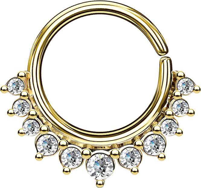 Produktbild Star Piercing Septum Ring 14k vergoldet mit elf Kristallen (Messing)