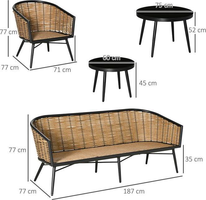 Image du produit Swisshandel24 Meuble de jardin en poly rotin Ensemble de 5 canapés Rat Ensemble de sièges pour Pause Lounge Teetis
