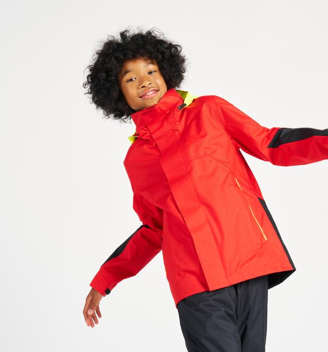 Produktbild Tribord Regenjacke Segeljacke Kinder wasserdicht winddicht - Sailing 300 rot/gelb (10, 11, 12)