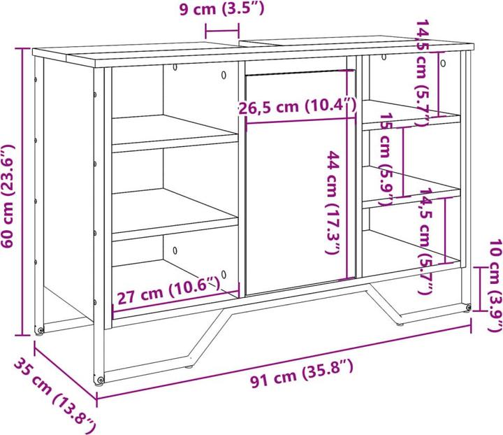 Nutritional values and ingredients VidaXL Vanity unit (91 x 35 x 60 cm)