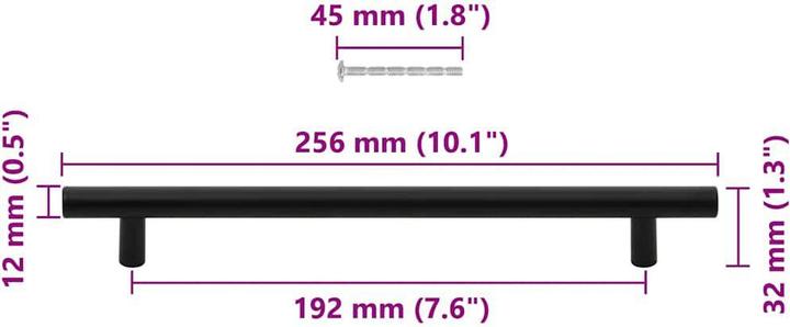 Immagine prodotto VidaXL Maniglie per mobili 5 pz. nere 192 mm in acciaio inox, colore
