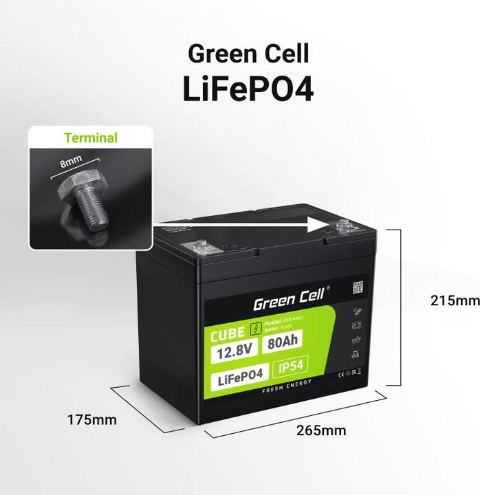 Produktbild GreenCell LFPGC12V80AH (12 V, 80 Ah)