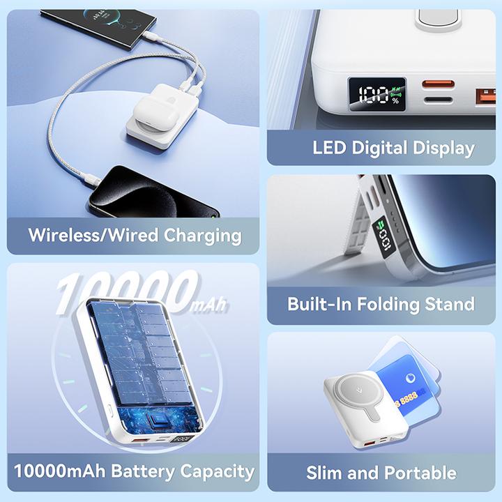 Image du produit Vention 10000mAh Magnetic Wireless Power Bank (USB-C + Lightning + USB-C + USB-A +Wireless) 22.5W Black LED (10000 mAh, 38.50 Wh)