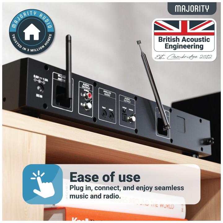 Image du produit Majority Fitzwilliam 2024 Black DAB+ Radio (Webradio, DAB+ DAB, FM, VHF, Bluetooth, WiFi)