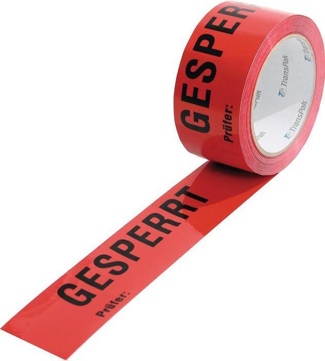 Image du produit Transpak Ruban adhésif de signalisation PP Bloqué longueur 66 m, largeur 50 mm rouge (50 mm)