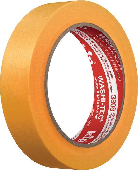 Actual product image Kip Masking tape 3808 WASHI-TEC® Premium Goldkrepp® smooth orange length 50 m width 18 mm (180 mm)