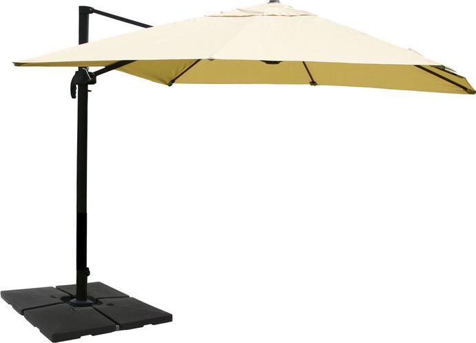 Actual product image Swisshandel24 Gastronomy traffic light umbrella, parasol, 3x4m (Ø5m) polyester/aluminium 26kg - cream with stand