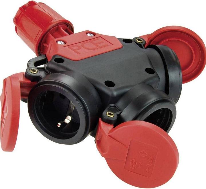 Produktbild PCE 3-Wege Kupplung mit Klappdeckel Vollgummi IP44 250V 16A 253622-s