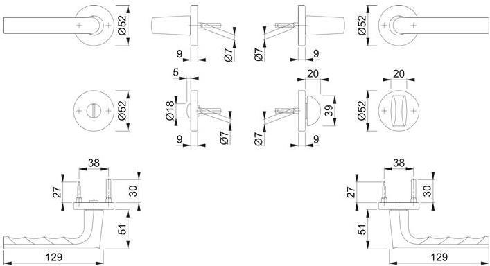 Actual product image Hoppe Rosette set Hamburg 1700 / 42KB/42KBS Aluminium F1 round SK/OL DIN left / right D/D (Door set)