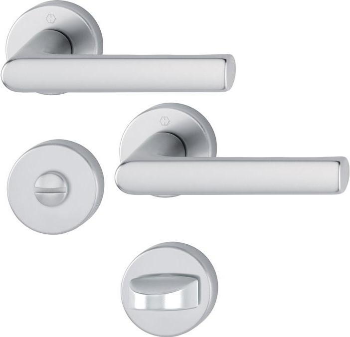 Actual product image Hoppe Rosette set Hamburg 1700 / 42KB/42KBS Aluminium F1 round SK/OL DIN left / right D/D (Door set)