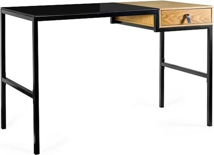 Actual product image Unique Desk with drawer LESTE 120 x 60 cm black/oak (120 x 76 x 60 cm)