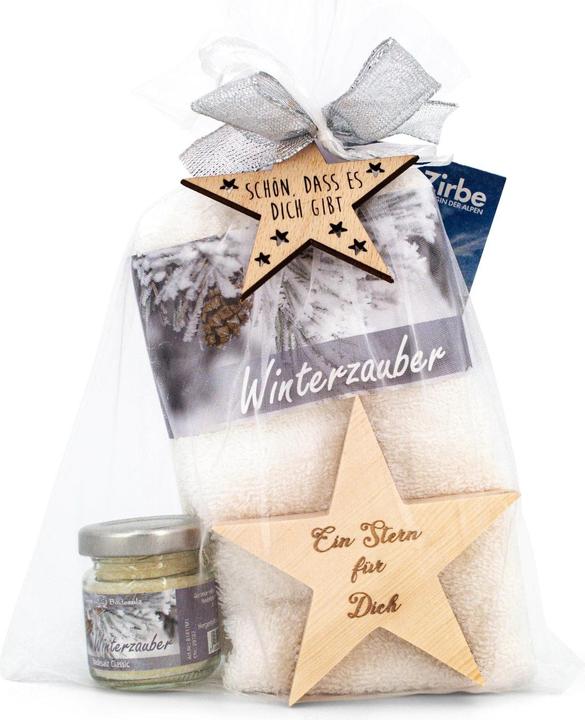 Actual product image ZNatur Christmas gift set Swiss stone pine wood Swiss stone pine star gift decoration bath salts & cloth (Body care set)