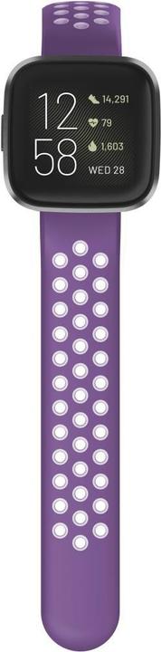 Produktbild Hama Silikon-Sportarmband für Fitbit Versa2/Versa/Versa Lite, lila/grau, univ. (Silikon, Rostfreier Stahl)