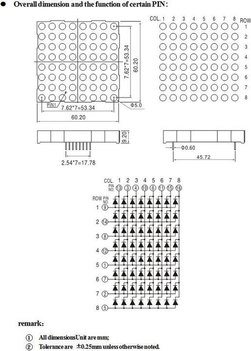 Produktbild OEM Ultra Bright 8x8 LED-Matrix Rot 6x6cm