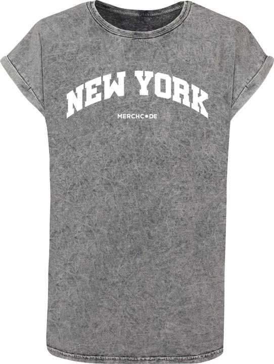 Merchcode Ladies New York Wording - Acid Washed T-Shirt - 116377 (S)