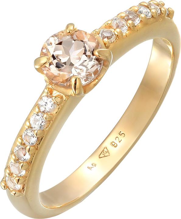 Actual product image Elli PREMIUM Ring Topaz Morganite Engagement 925 Silver (58, 925 Silver)