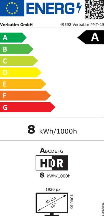 Energy Label Verbatim PMT-15 (1920 x 1080 pixels, 15.60")