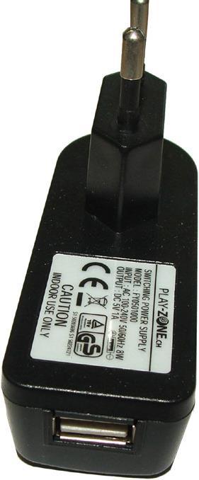 Actual product image Play-Zone Power supply AC/DC adapter 5V DC 1000mA USB