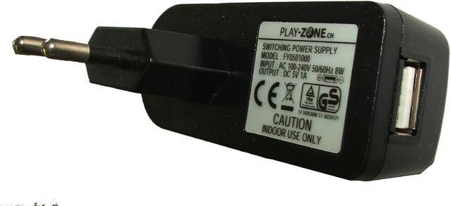 Actual product image Play-Zone Power supply AC/DC adapter 5V DC 1000mA USB