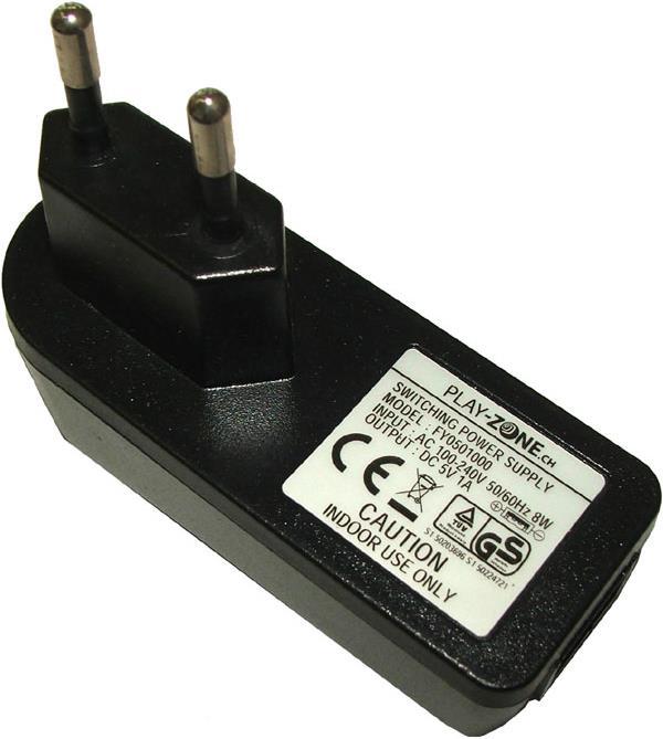 Actual product image Play-Zone Power supply AC/DC adapter 5V DC 1000mA USB