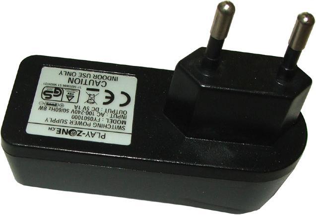 Actual product image Play-Zone Power supply AC/DC adapter 5V DC 1000mA USB