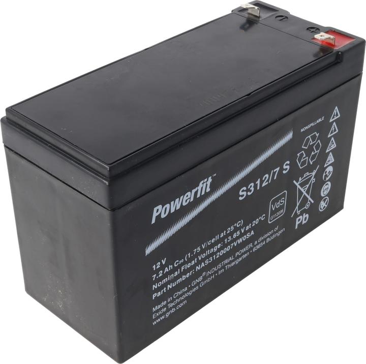 Actual product image Exide Powerfit S312/7 S lead battery, connection 4.8, VDS approval (12 V, 7.20 Ah)