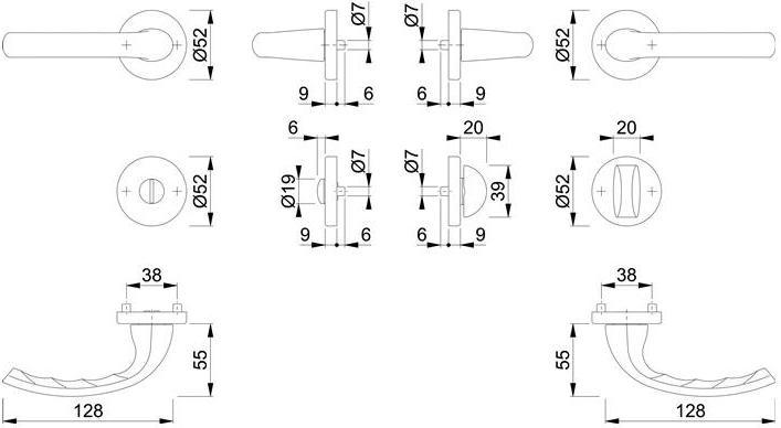 Produktbild Hoppe Rosettengarnitur Tôkyô 1710 / 42KV / 42KVS Aluminium F1 rund SK/OL DIN links / rechts D/D (Türrosette)