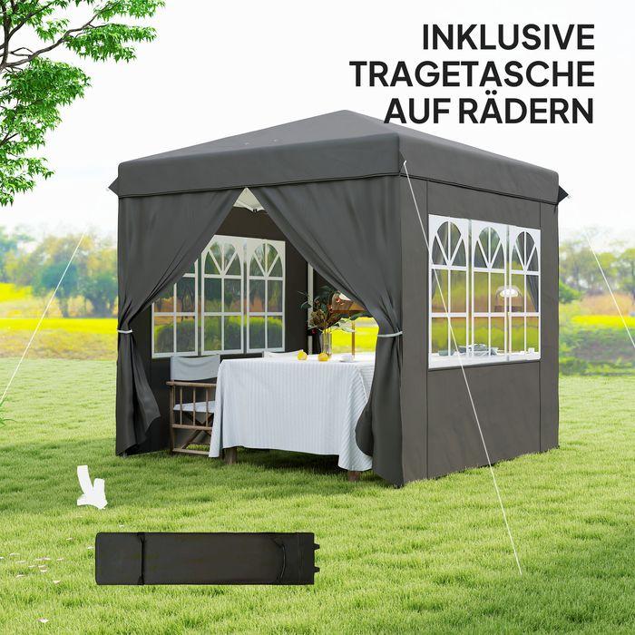 Image du produit Swisshandel24 Faltpavillon 2,5x2,5m, wasserabweisend, mit 4 Seitenteilen, Dunkelgrau (250 cm, 250 cm)