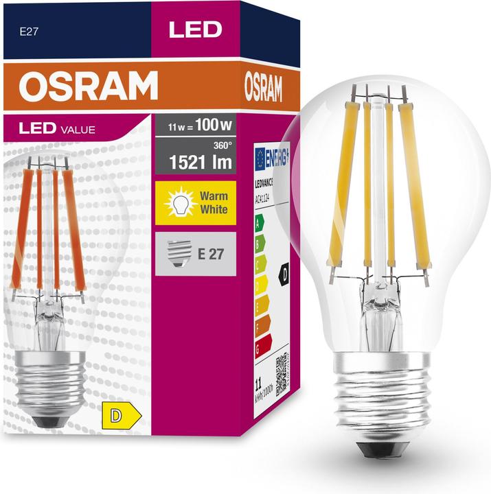 Produktbild Osram LED Filament Lampe (E27, 11000 W, 1521 lm, 1 x, D)