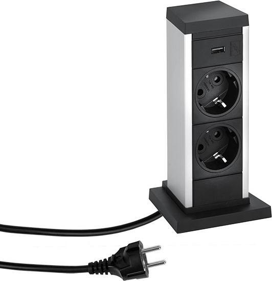Actual product image Evoline Up 2x socket outlet with USB charger, vertical (2 x)