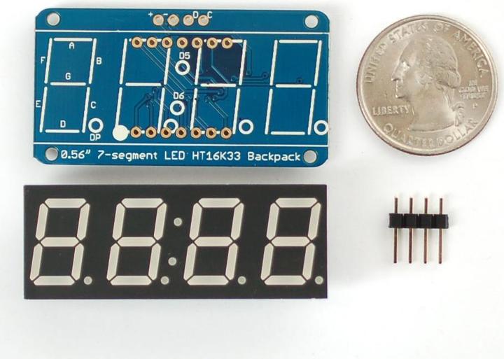 Produktbild Adafruit 0.56" 4-Digit 7-Segment w/I2C Gelb (Diverse)