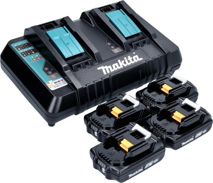 Immagine prodotto Makita Kit di alimentazione 18 V con 4x batteria ricaricabile BL 1820 B 2.0 Ah ( 4x 197254-9 ) + DC 18 RD (18 V)