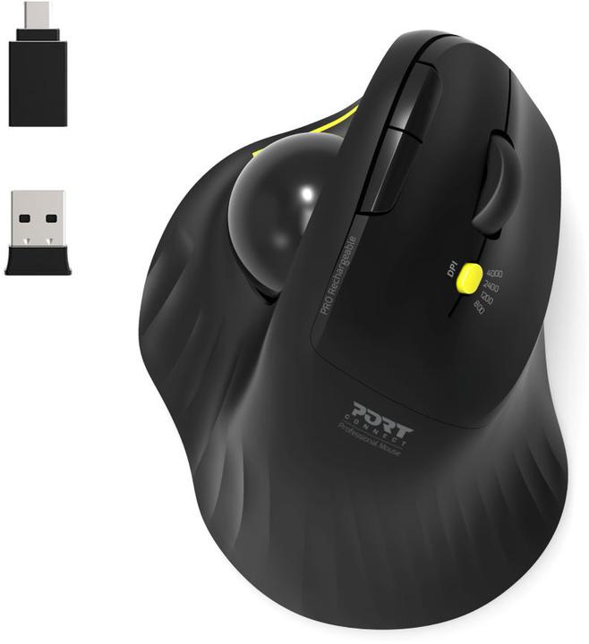 Actual product image Port Designs Mouse Ergonomic Rechargeable Bluetooth Track Ball (Wireless)