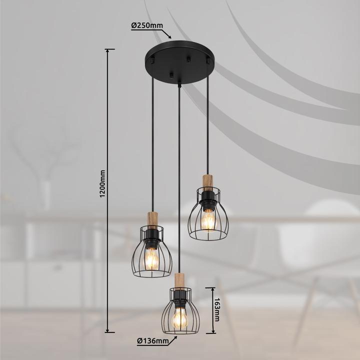 Image du produit Globo Suspension Mina noir mat 3xE27 (E27)