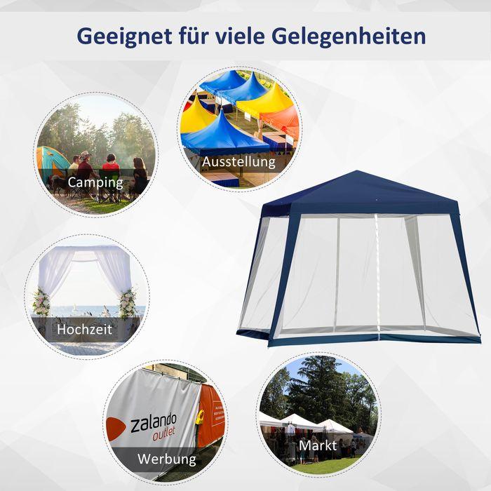 Actual product image Swisshandel24 Gartenpavillon 3x3m wetterfest mit Moskitonetz, Polyester in Blau (300 cm, 300 cm)