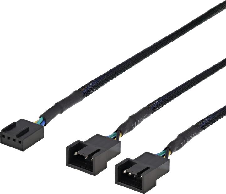 Deltaco splitter för PWM-flaektar 4-pin till 2x4-pin ho svart