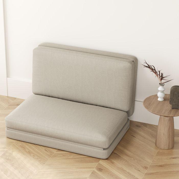 Produktbild Swisshandel24 Bodensofa 3-in-1 Klappbar Schlafsofa mit Samtoptik, bis 240kg, beige