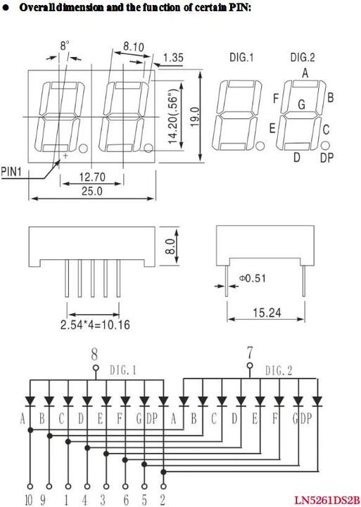 Produktbild OEM 7-Segment Display Rot Com. Anode 2 Zeichen 14mm (Elektronikkit)