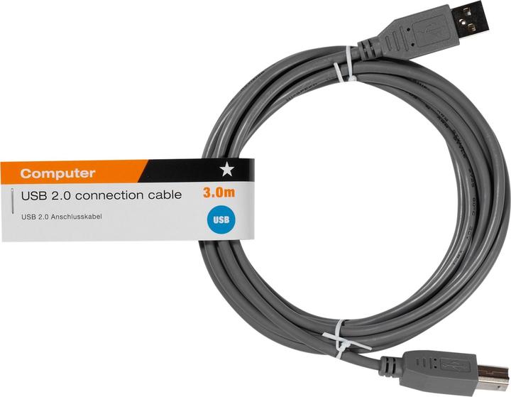 Immagine prodotto Vivanco Cavo USB 2.0 compatibile, St. A - St. B, 3m, grigio (3 m, USB 2.0)