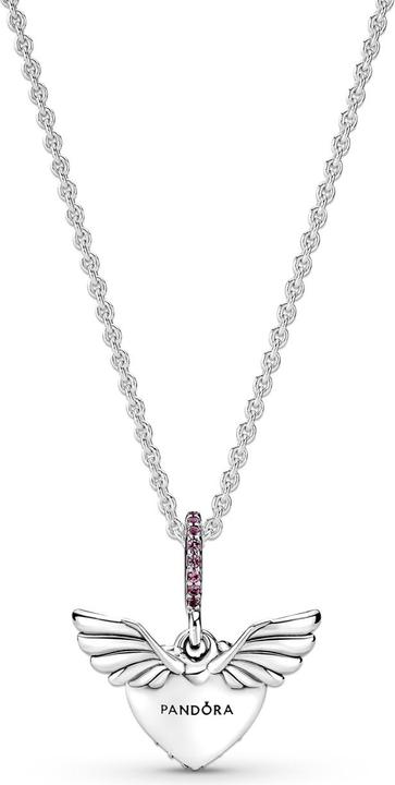 Pandora Pavé heart & angel wings necklace (Silver 925, 45 cm)