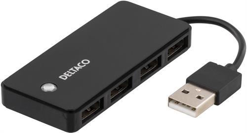 Actual product image Deltaco UH-480 interface hub USB 2.0 Black (4 Ports)