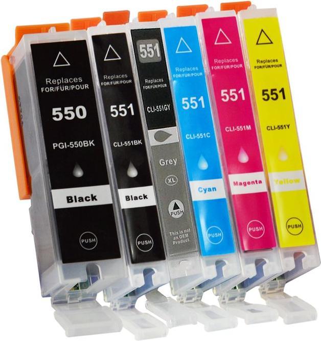 Image du produit Hermex Compatible Canon PGI-550 CLI-551 Cartouches de remplacement (M, Y, PGBK, CF, GY, C)
