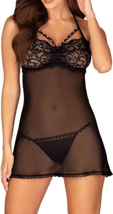 Actual product image Obsessive Joylace Sheer Babydoll - Black (S/M)