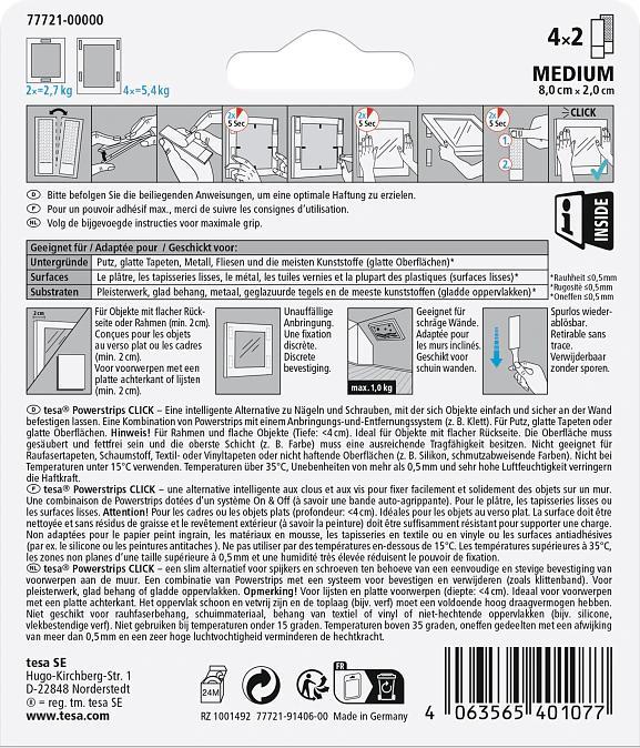 Valori nutrizionali e ingredienti tesa Powerstrips Click - Cuscinetti adesivi (20 mm)
