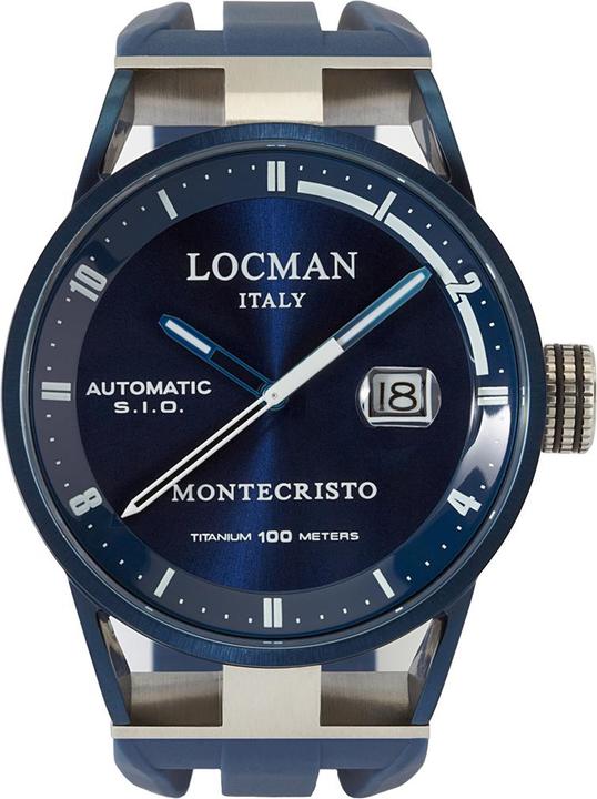 Image du produit Locman Italy Montre Montecristo Classic automatique PVD bleu Ref. 051 (Montre avec pierre précieuse, 44 mm)
