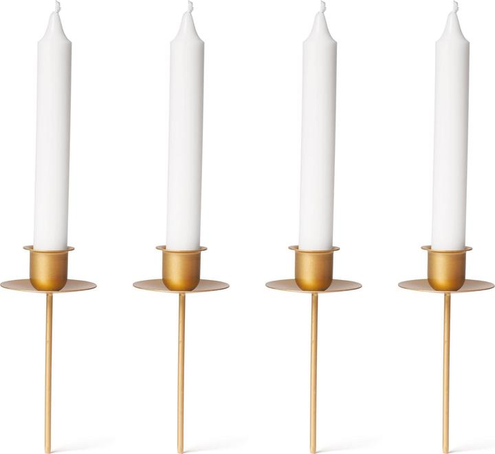 Novaliv 4x Stabkerzenhalter Weihnachtskranz GOLD Kerzenpick Kerzenständer für Stabkerzen Kerzentülle